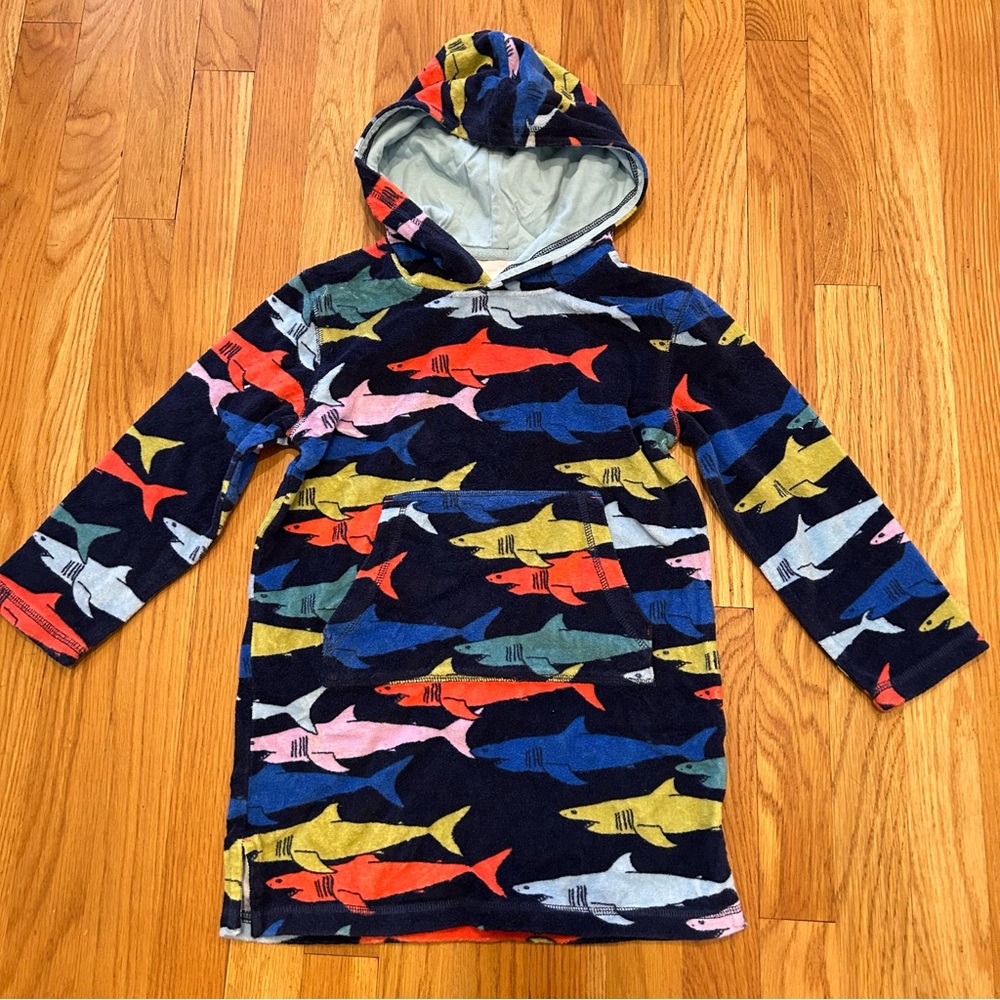 Mini Boden 6/7 Shark Toweling Hoodie